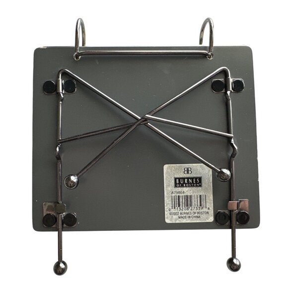 Burnes Of Boston Pewter Baby Frame Metal Stand Flip Page 2002 Baby Shoes Vintage - Picture 6 of 8